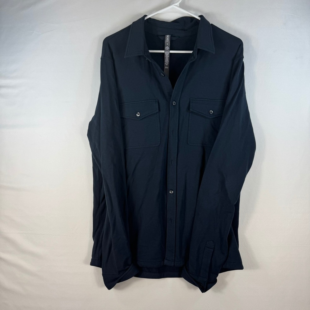 Vuori Mens Navy Blue Cotton Modal Stretch Button Down Shirt Jacket Size M